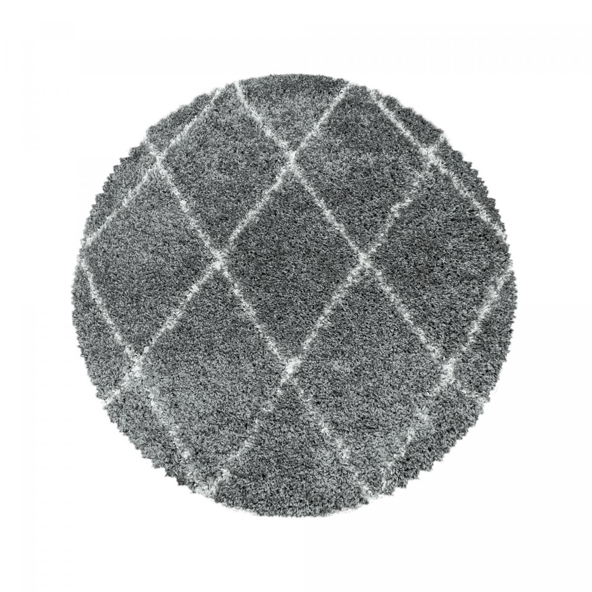Tapis rond berbère tissé motif losange SHAGGY A