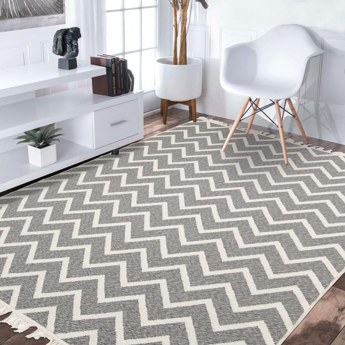 Tapis kilim reversible en coton motif scandinave BY — vue 6