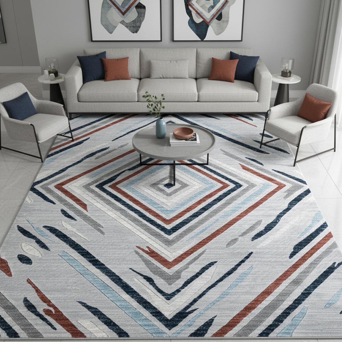 Tapis salon et chambre tissé motif géométrique SOLGA E — vue 3