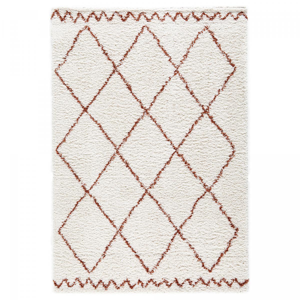 Tapis longs poils shaggy tissé motif berbère HINOU