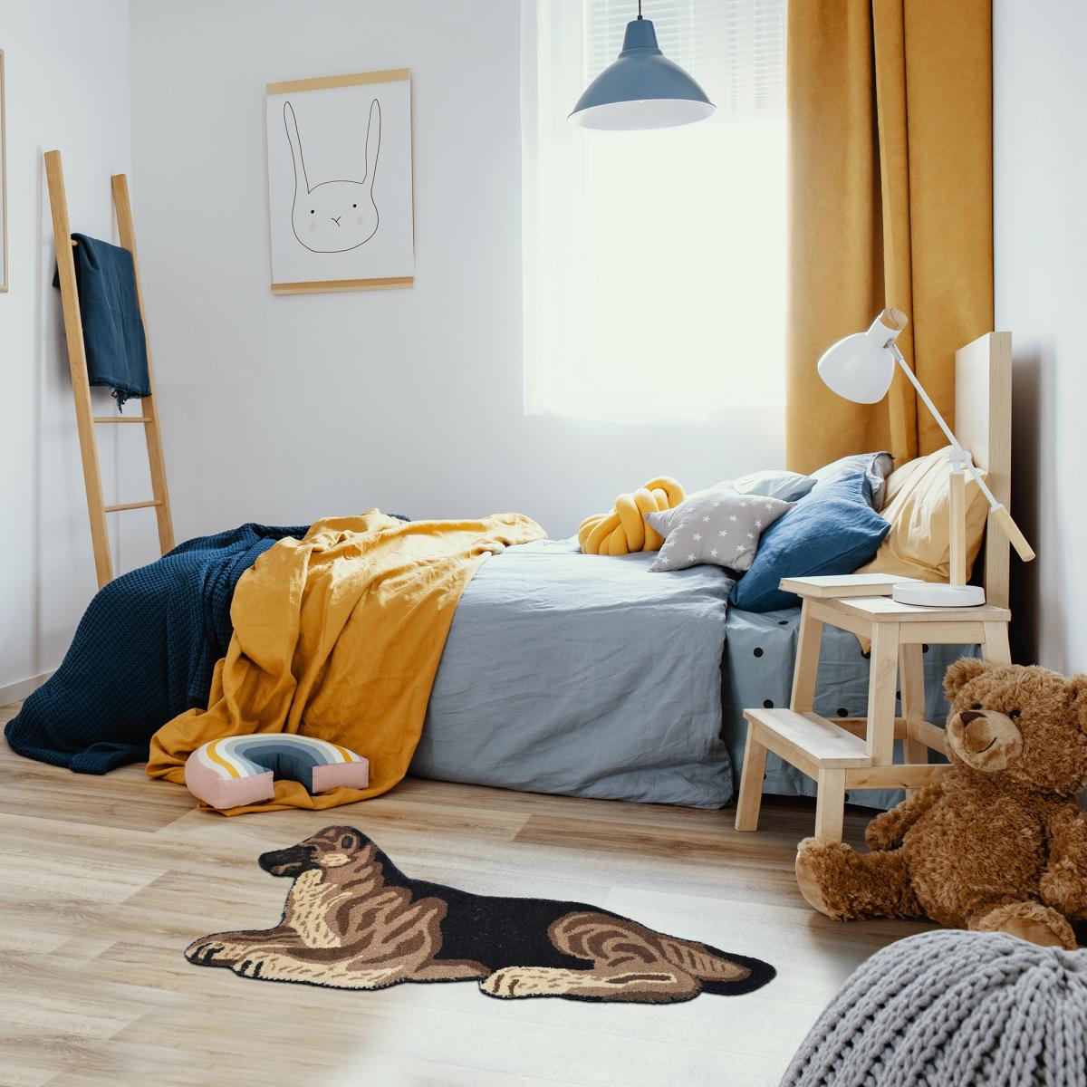 Tapis enfant fait main en laine motif animaux DOG — vue 5