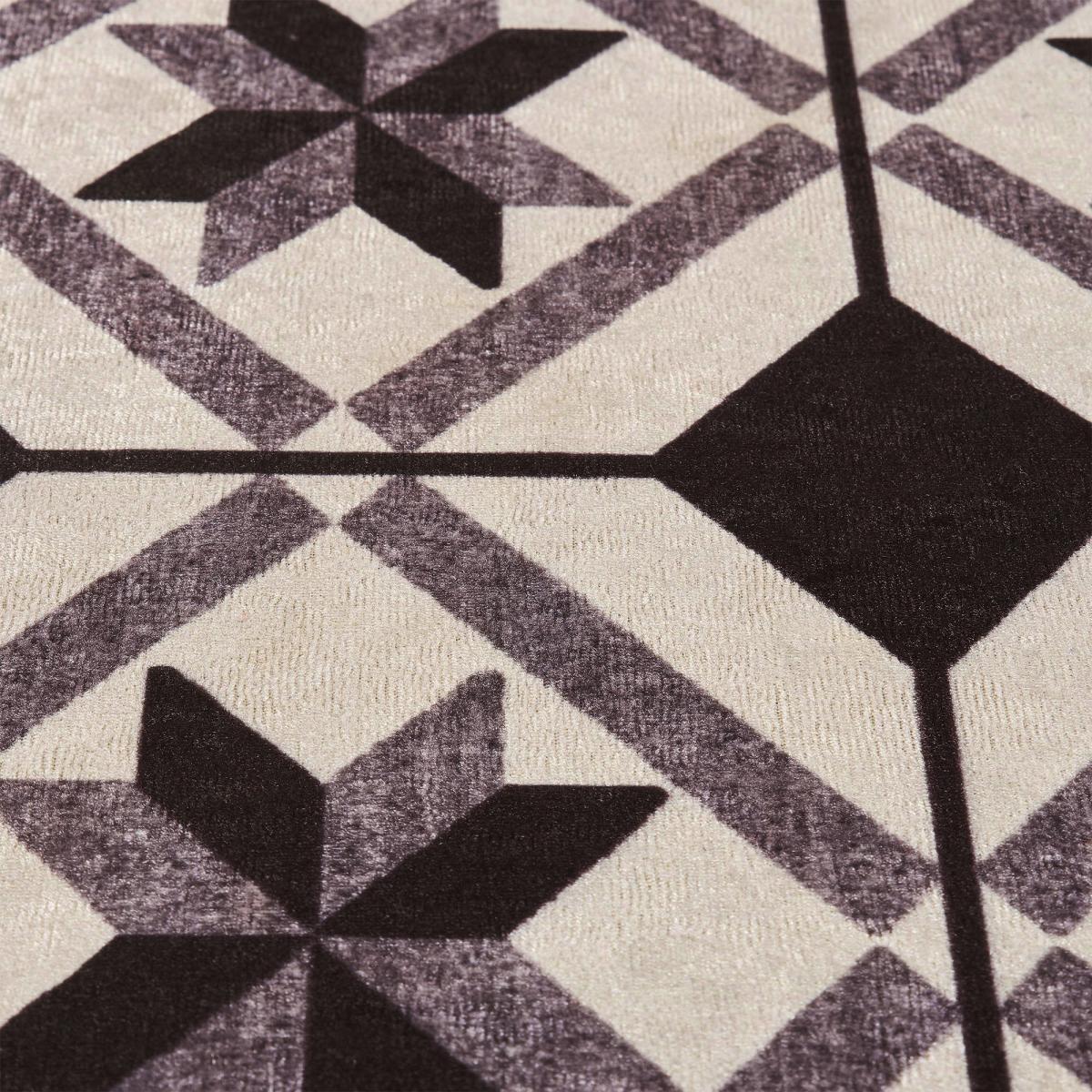 Tapis de cuisine motif carreaux de ciment LYN11 N&B — vue 5