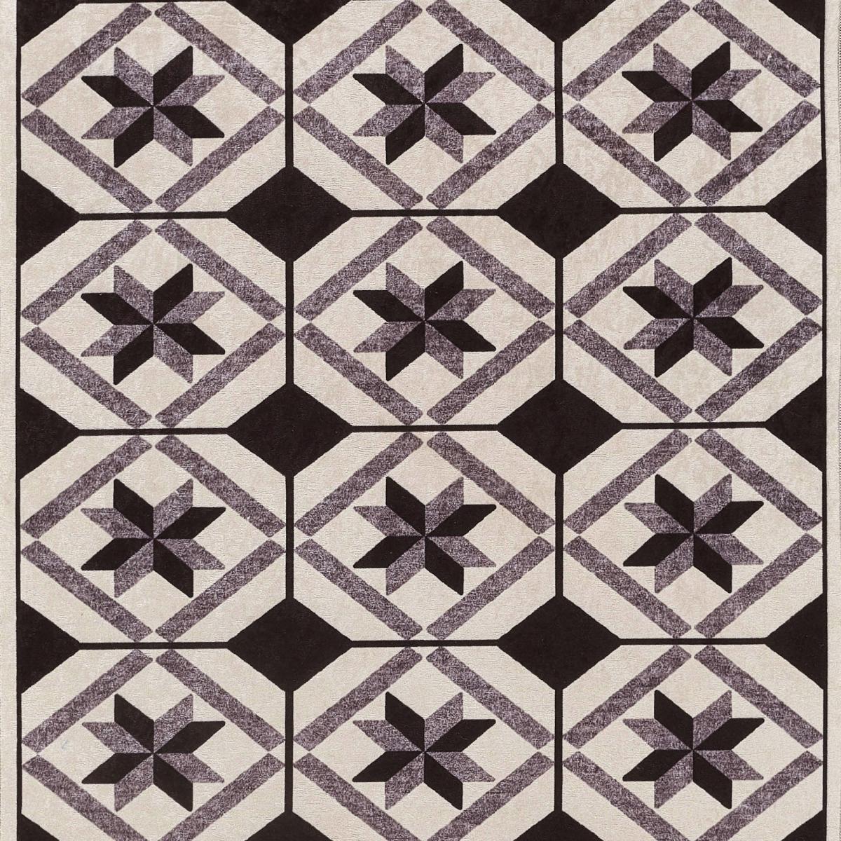 Tapis de cuisine motif carreaux de ciment LYN11 N&B — vue 6