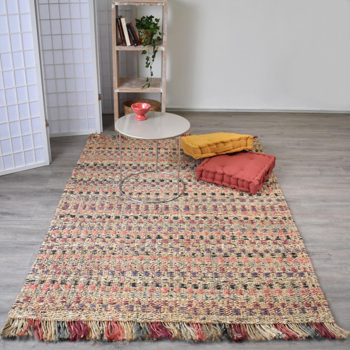 Tapis jute fait à la main motif géométrique SQUARE — vue 3