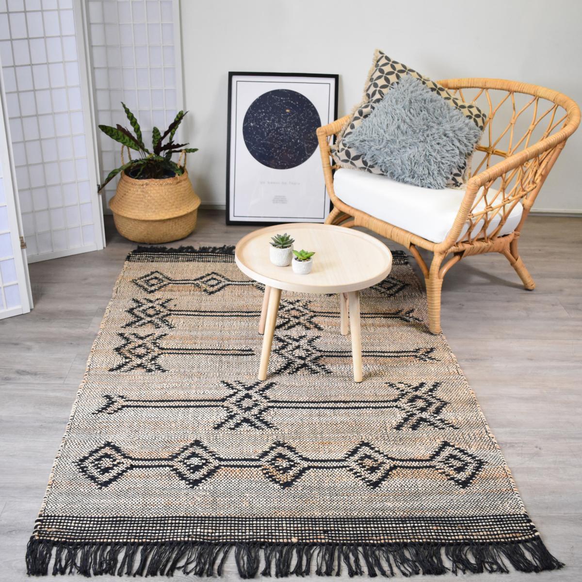 Tapis jute fait à la main motif oriental TLIPO — vue 3