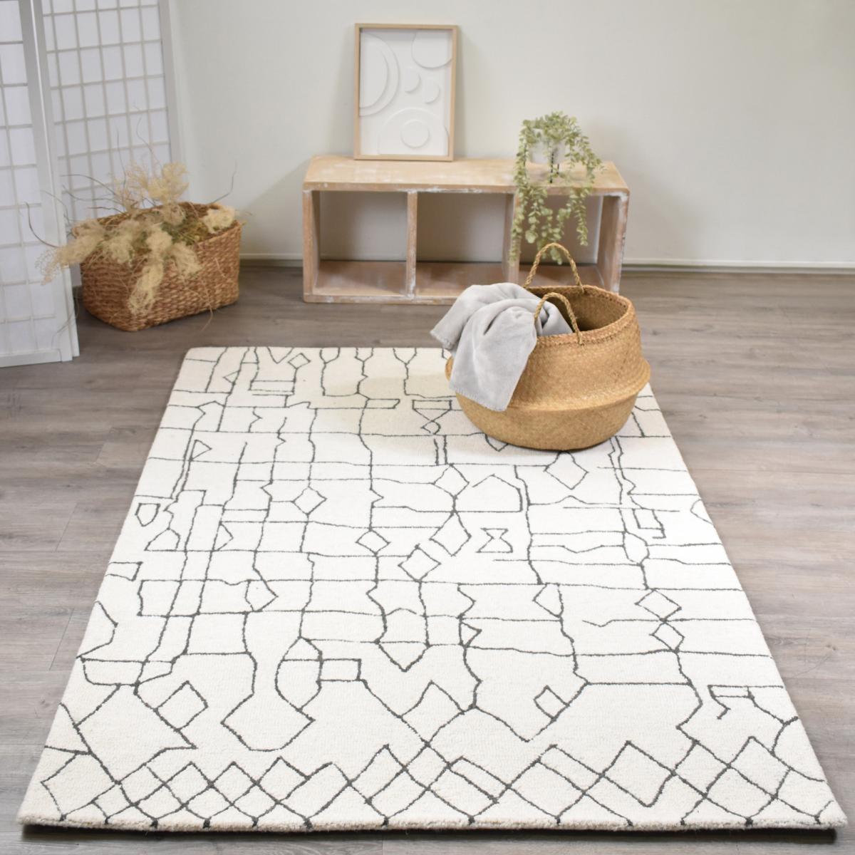 Tapis chambre fait main en laine motif faux uni BERLI — vue 3