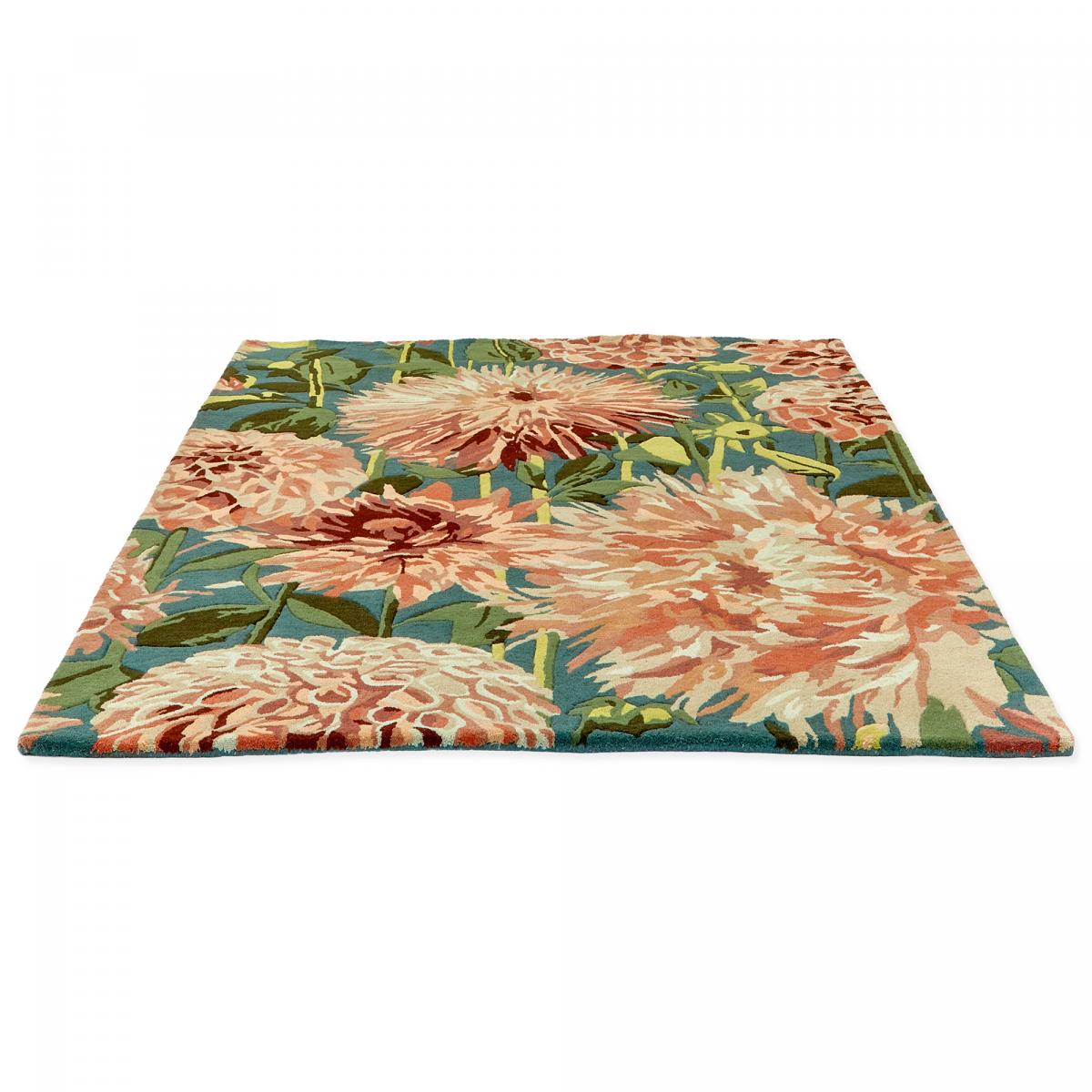 Tapis salon et chambre fait à la main en laine motif floral DAHLIA — vue 6