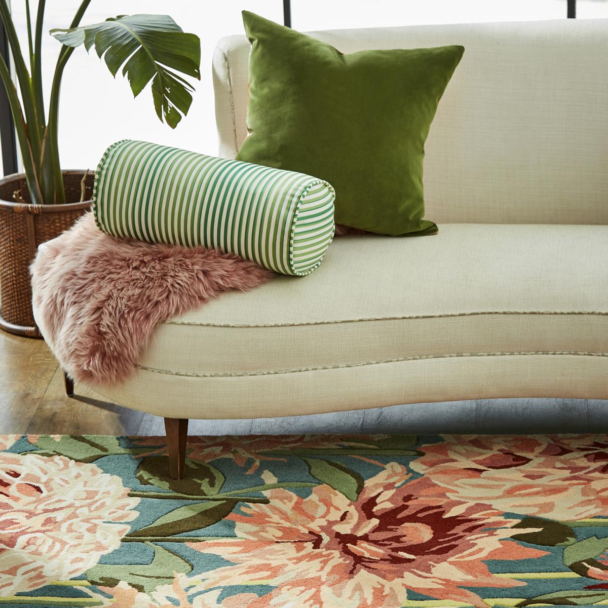 Tapis salon et chambre fait à la main en laine motif floral DAHLIA — vue 4