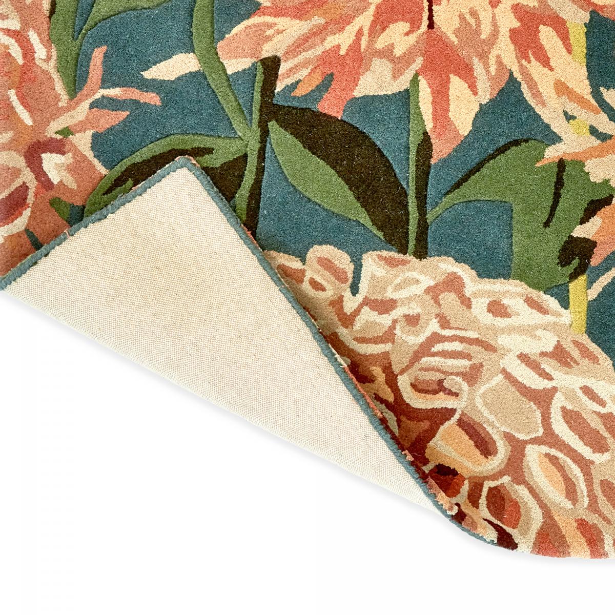 Tapis salon et chambre fait à la main en laine motif floral DAHLIA — vue 5