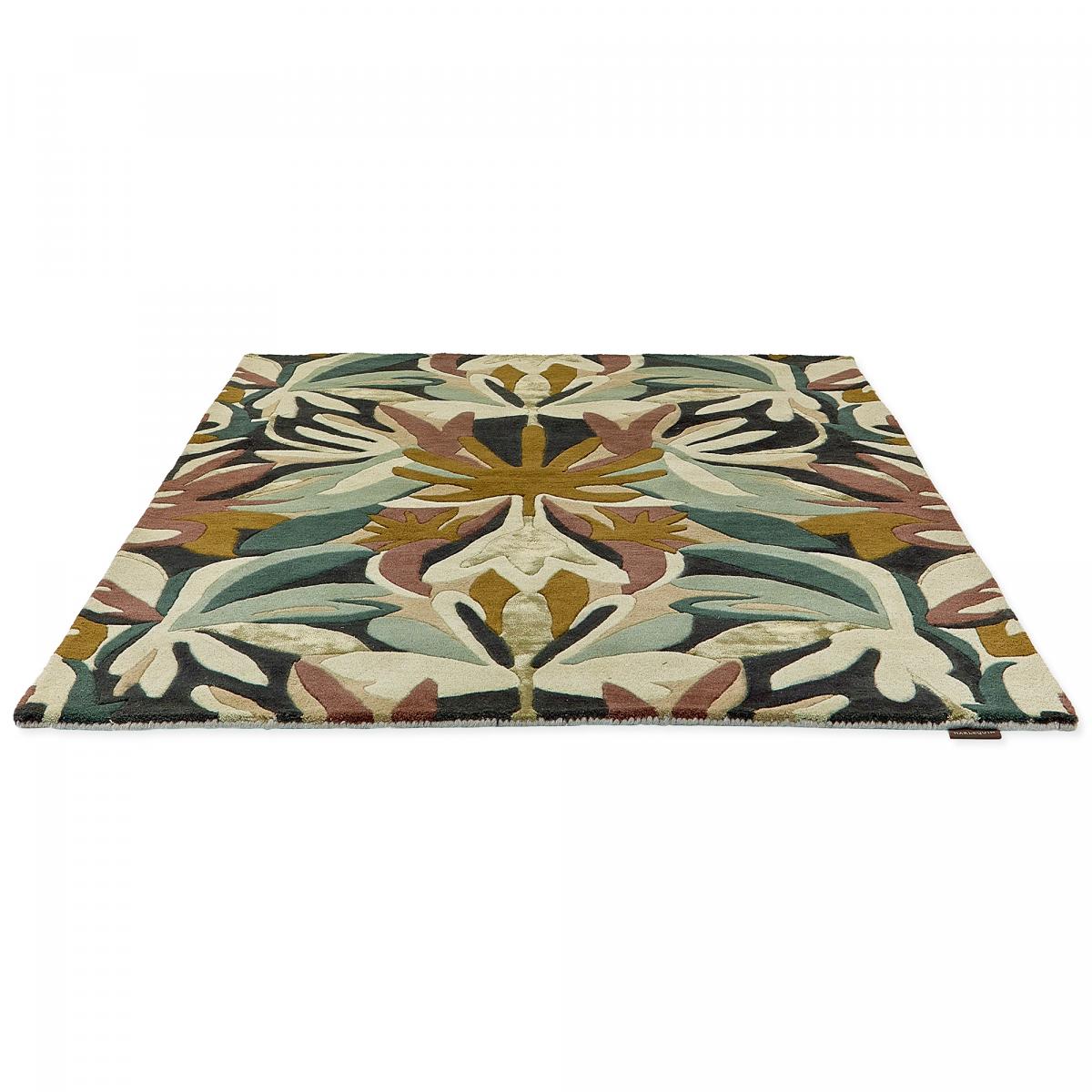 Tapis salon et chambre fait à la main en laine motif floral MELORA — vue 6