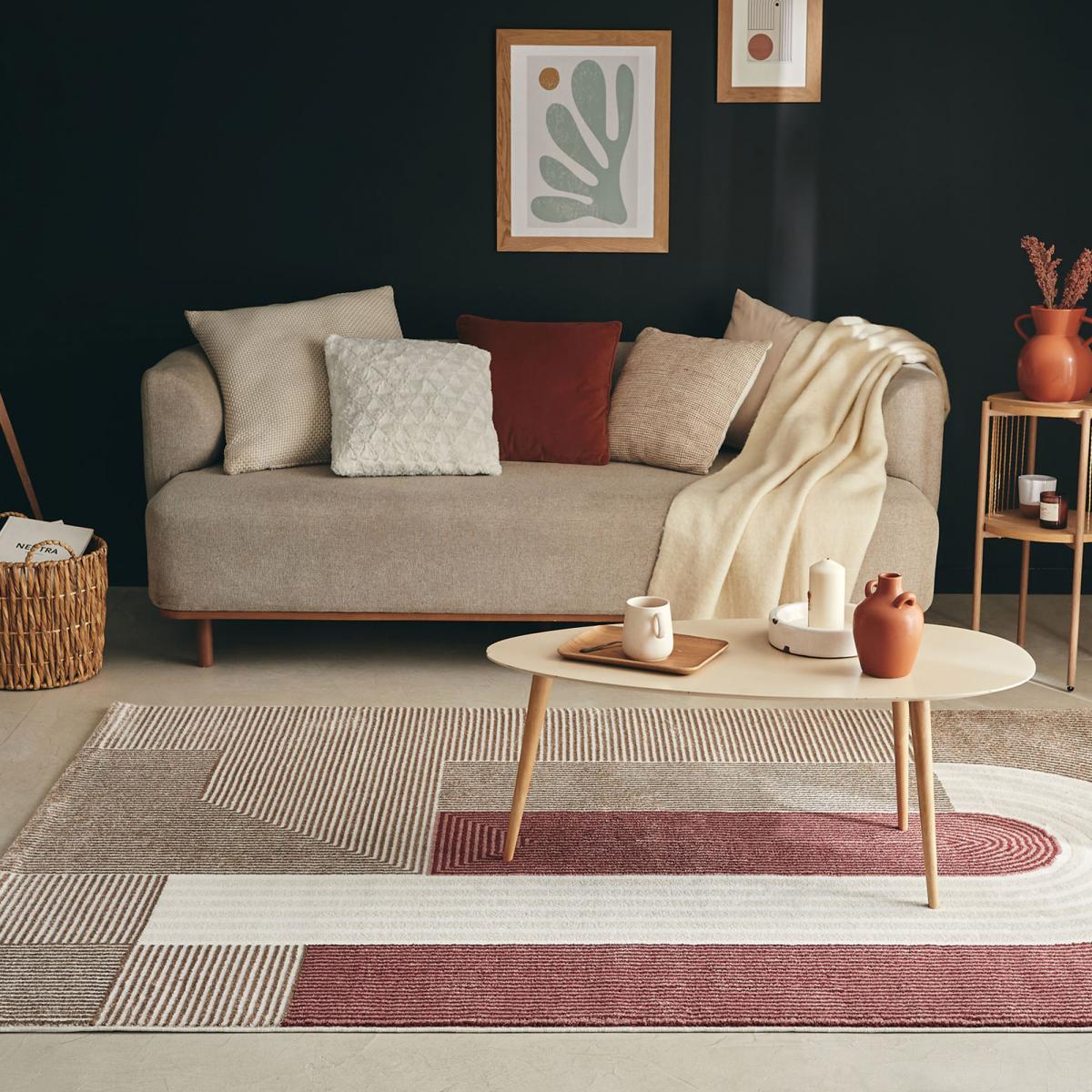 Tapis salon et chambre tissé motif géométrique ECHO 2 — vue 3