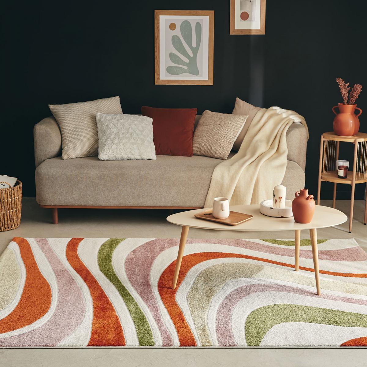 Tapis salon et chambre tissé motif abstrait ECHO 4