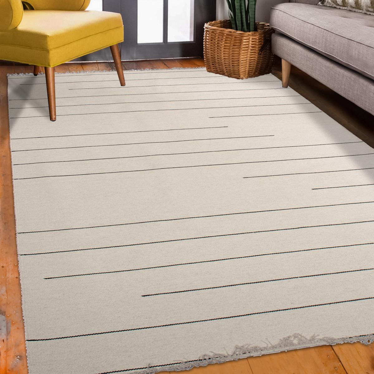 Tapis salon et chambre fait main en laine motif simple NIMBUS — vue 3