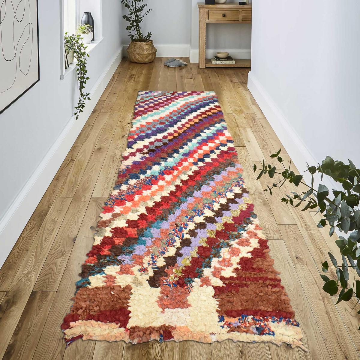 Authentique tapis berbère fait main en tissu recyclé BOUCHAROUETTE 60 — vue 3