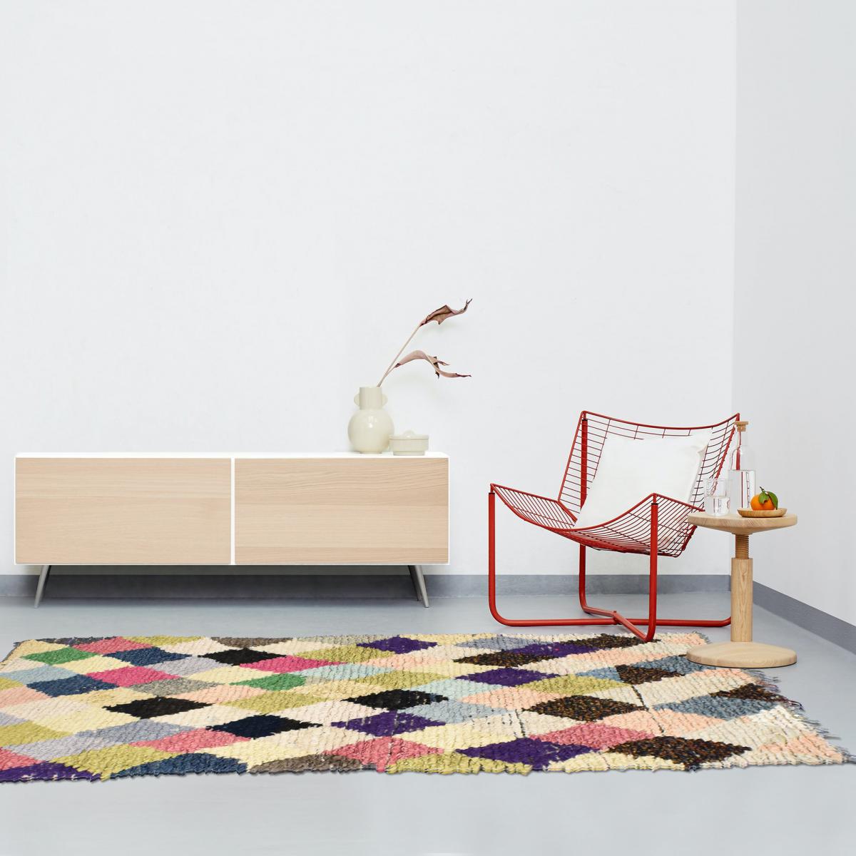 Authentique tapis berbère fait main en tissu recyclé BOUCHAROUETTE 61 — vue 3