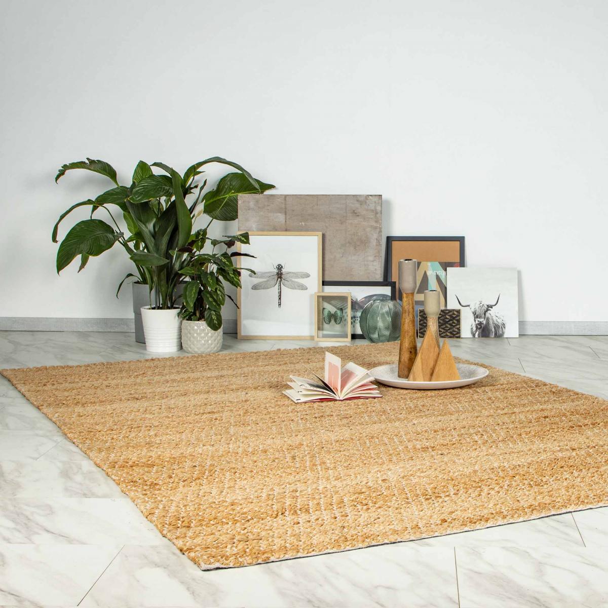 Tapis salon, fait main en jute — vue 3