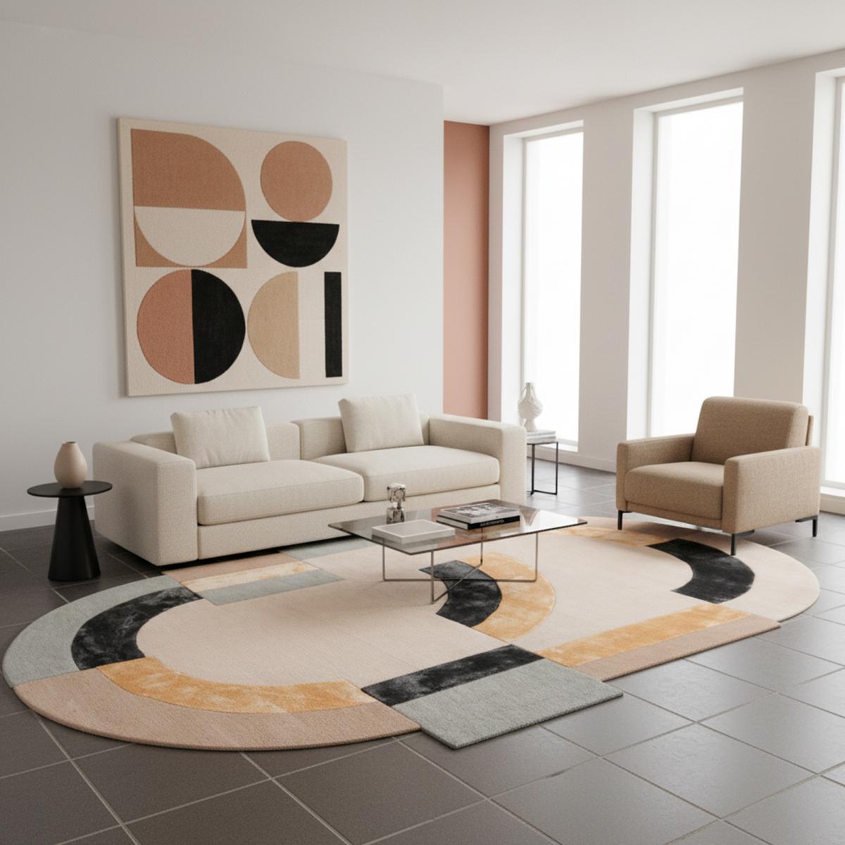 Tapis salon ROLIN , tapis en laine et viscose pour un aspect doux et soyeux — vue 3