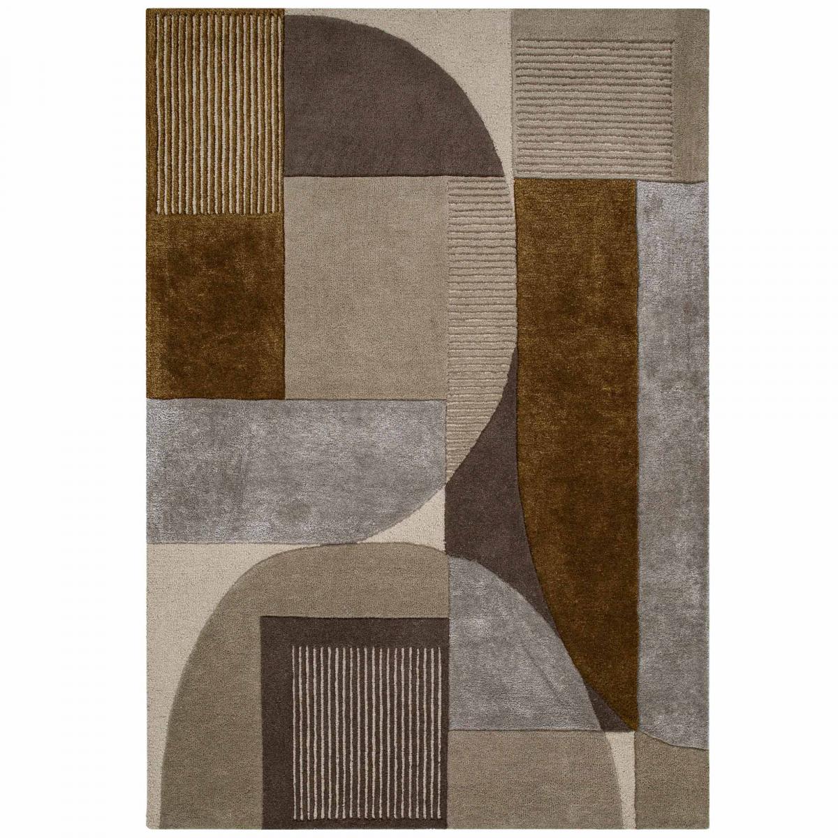 Tapis chambre GABIO fait main en laine et viscose, motif contemporain