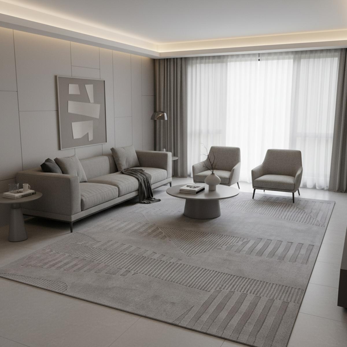 Tapis Salon Motif Géométrique, Tufté Main En Laine, AZUA, Confort — vue 3