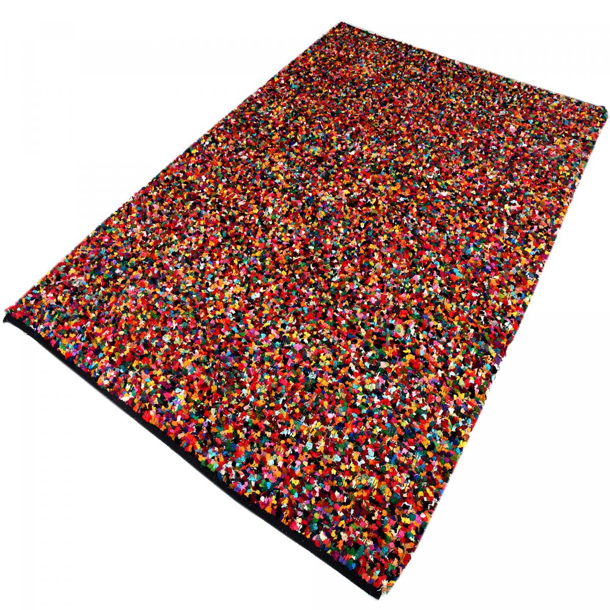 Tapis salon en tissu recyclé, ZINGARI, fait main, motif abstrait multicolore — vue 4