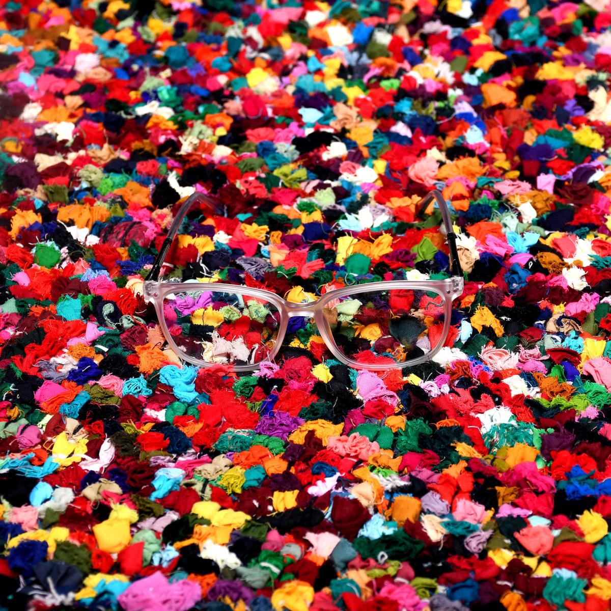 Tapis salon en tissu recyclé, ZINGARI, fait main, motif abstrait multicolore — vue 5