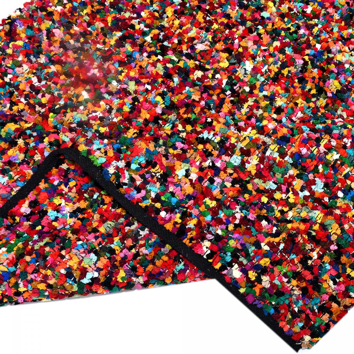 Tapis salon en tissu recyclé, ZINGARI, fait main, motif abstrait multicolore — vue 6