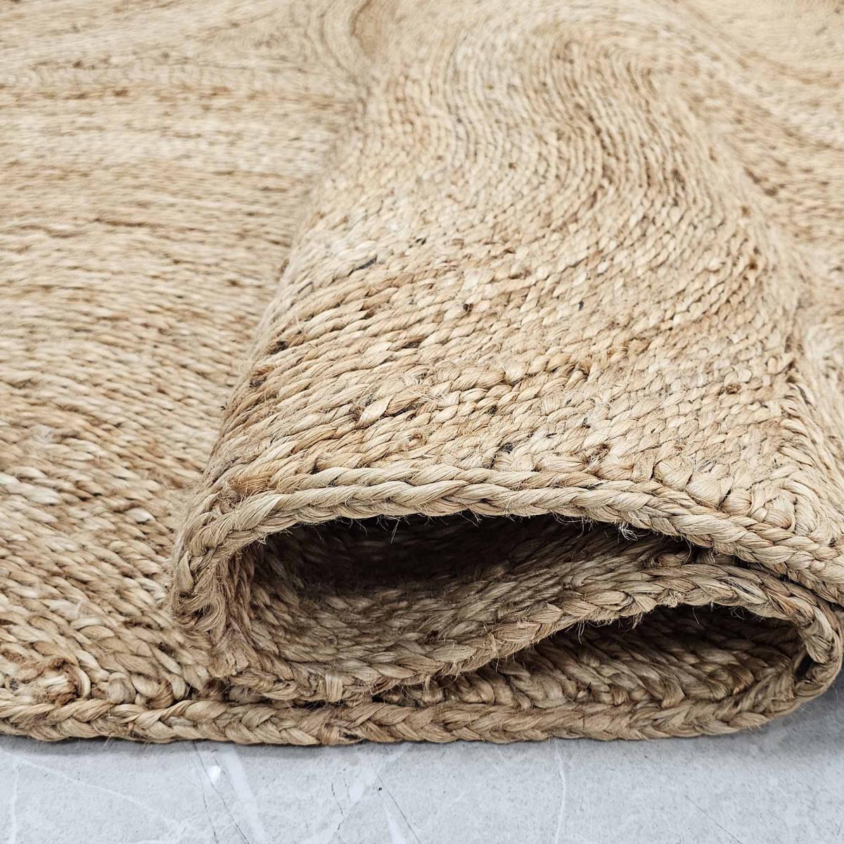 Tapis salon NIBNA de haute qualité fait main en jute naturel , motif rond — vue 5
