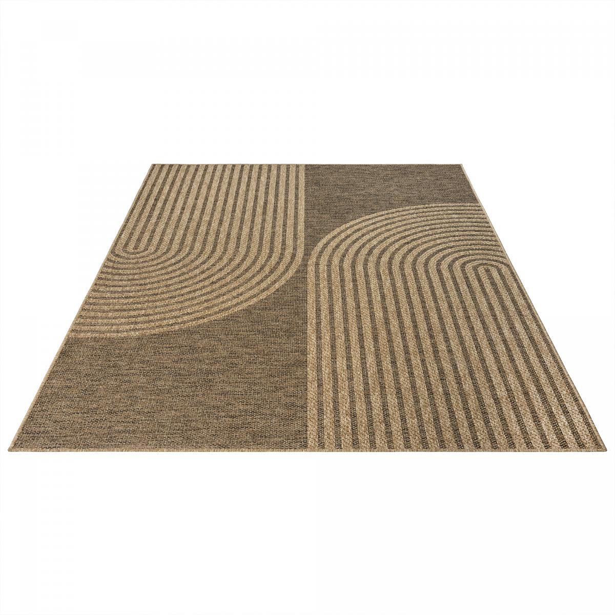 Tapis extérieur intérieur LYN13 REZA 2 aspect jute motif arc-en-ciel