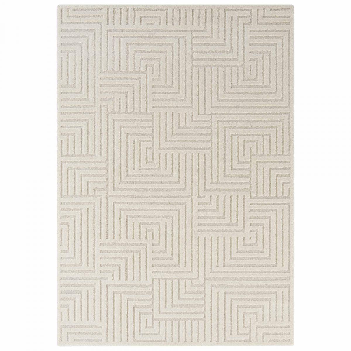 Tapis salon motif géométrique, MANIPU, structure relief, pliable