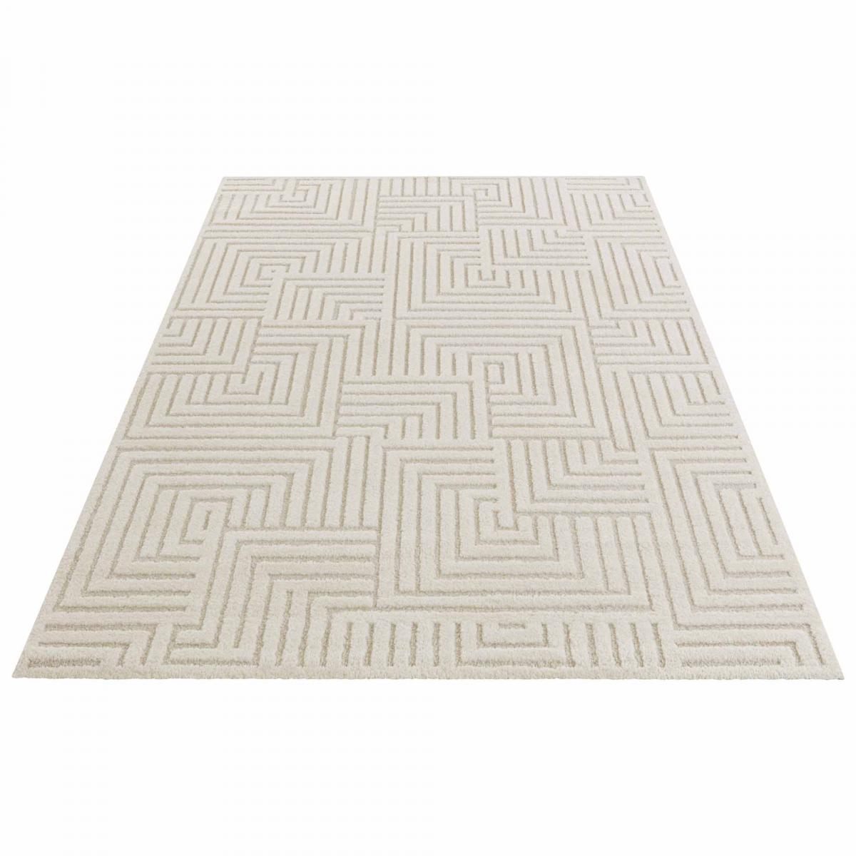 Tapis salon motif géométrique, MANIPU, structure relief, pliable — vue 4