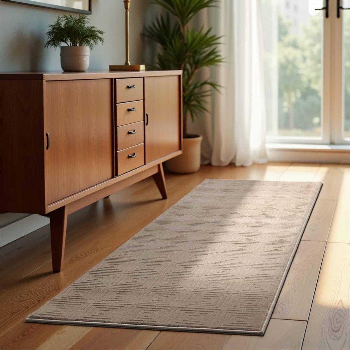 Tapis salon, motif géométrique relief, TOURMALINE, chaleureux — vue 3