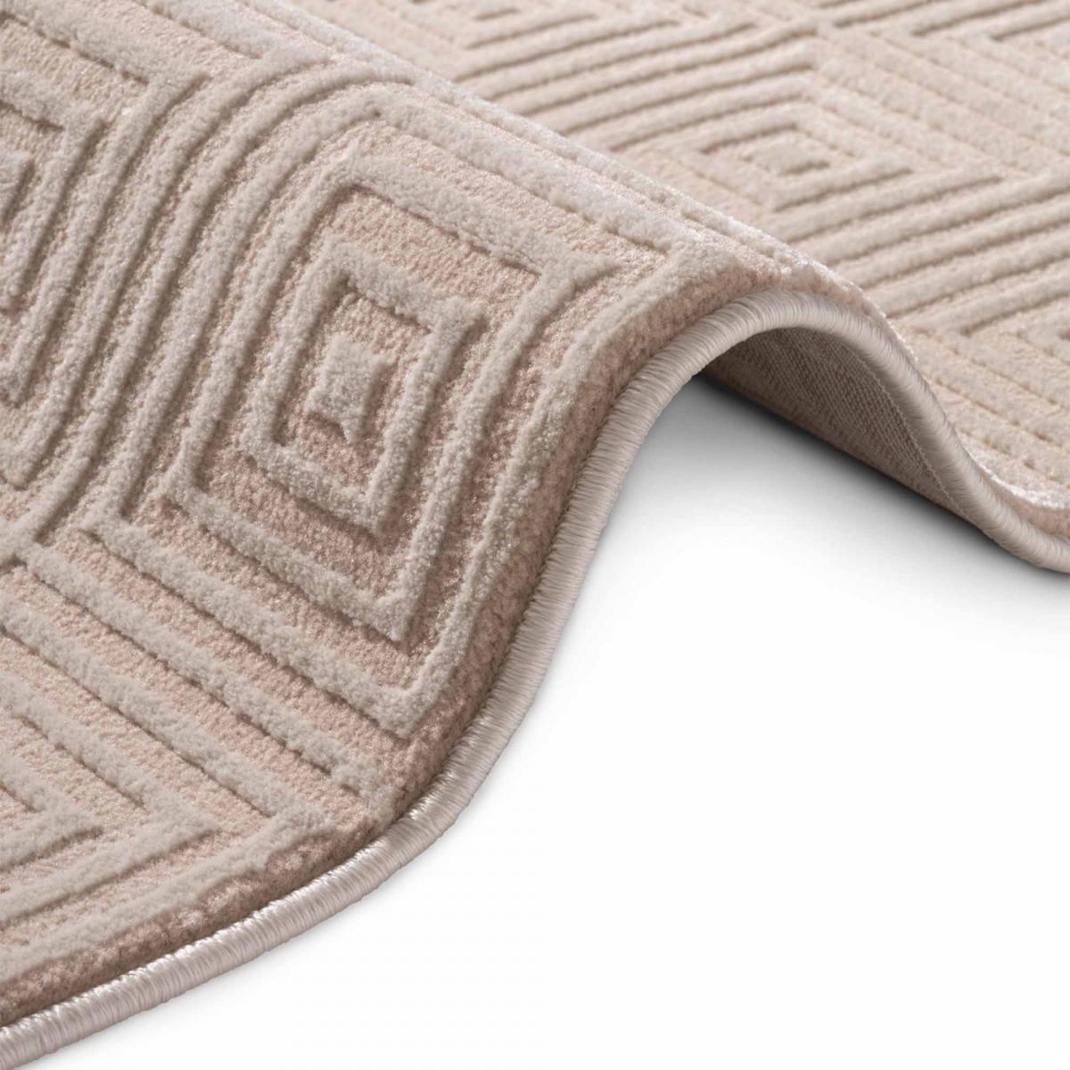 Tapis salon, motif géométrique relief, TOURMALINE, chaleureux — vue 4