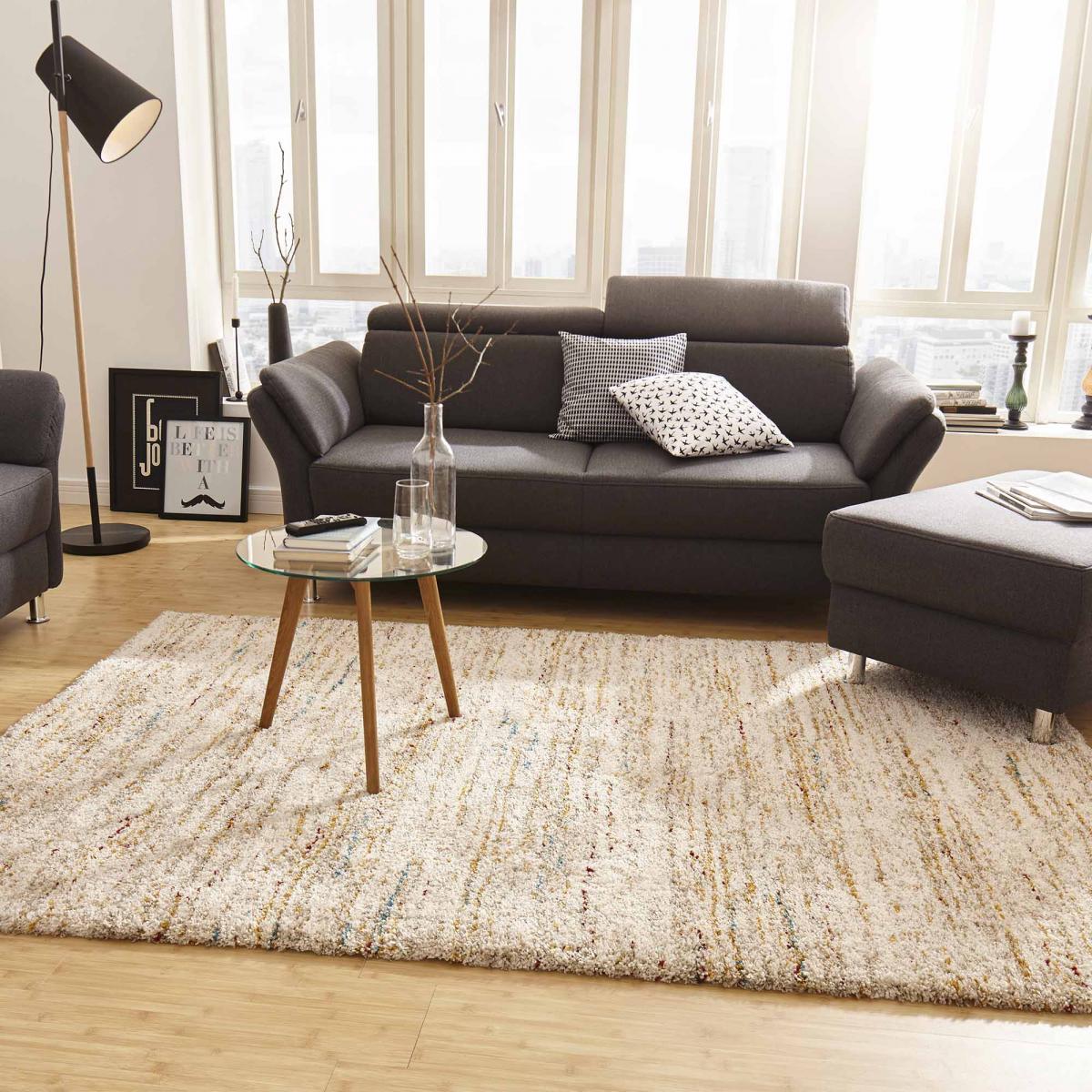 Tapis shaggy, motif faux uni, shaggy confortable, CHICAM, pliable — vue 3