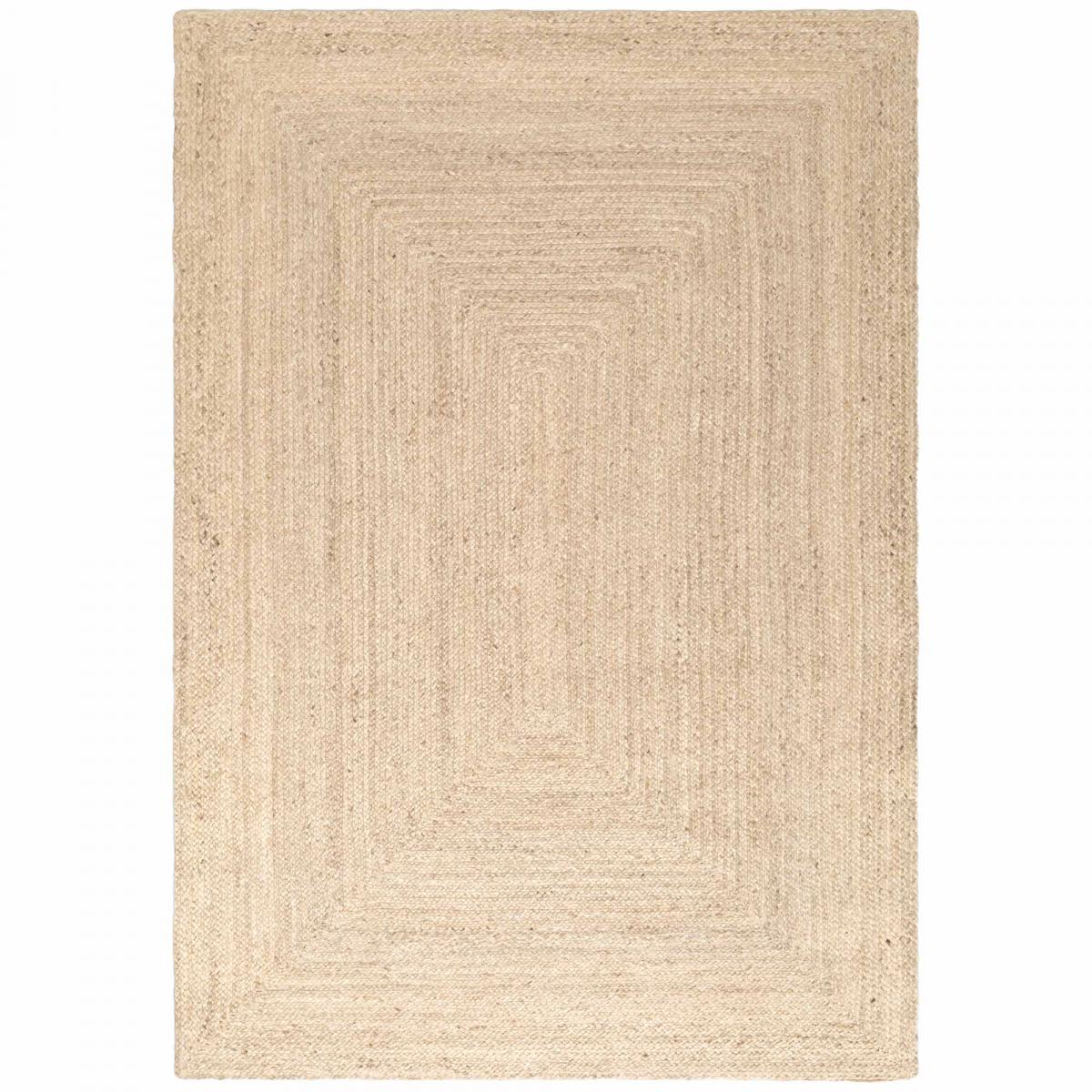 Tapis salon motif simple, JUTE L tissé main, design chaleureux