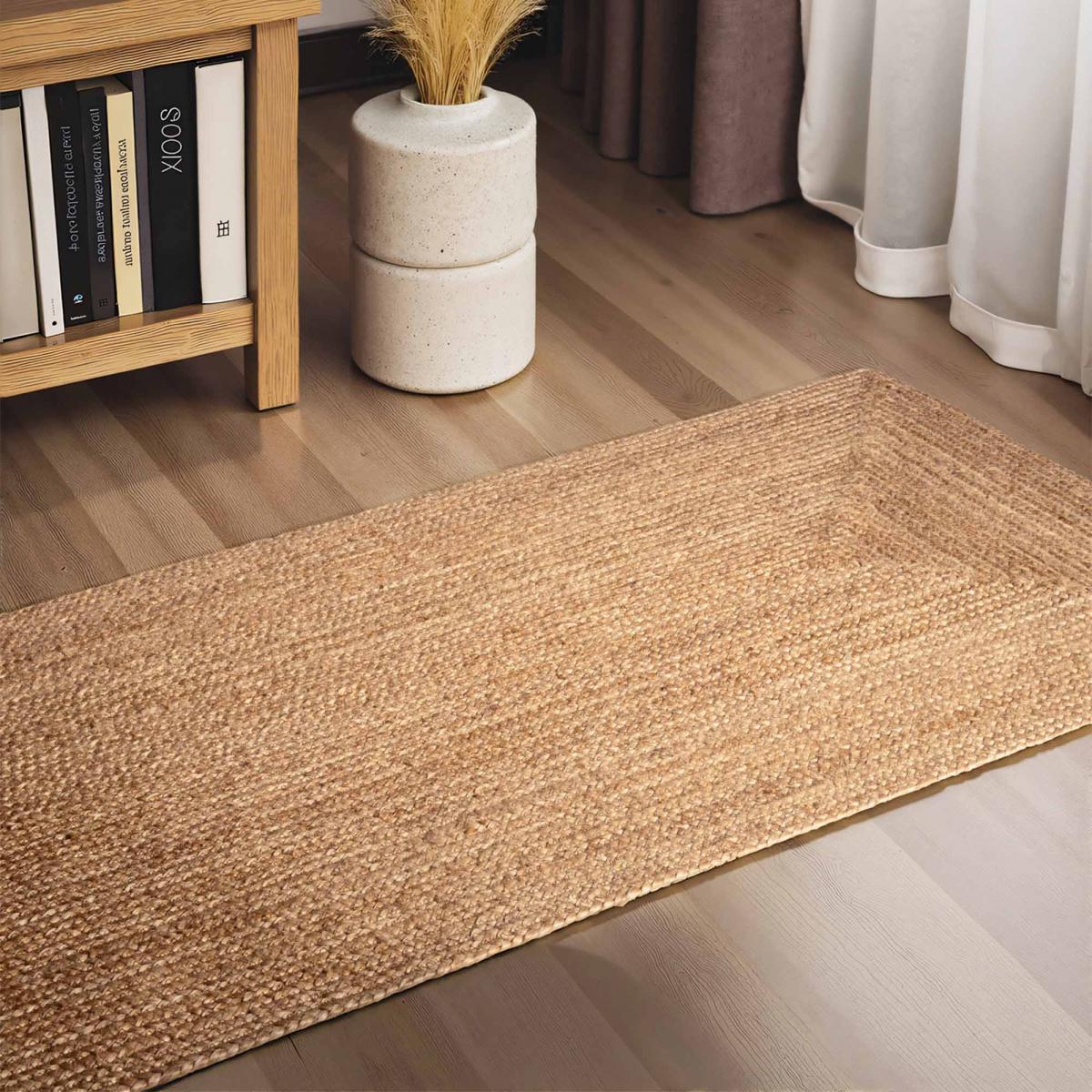 Tapis pour une chambre ou une entrée motif simple, JUTE L tissé main, design chaleureux — vue 3
