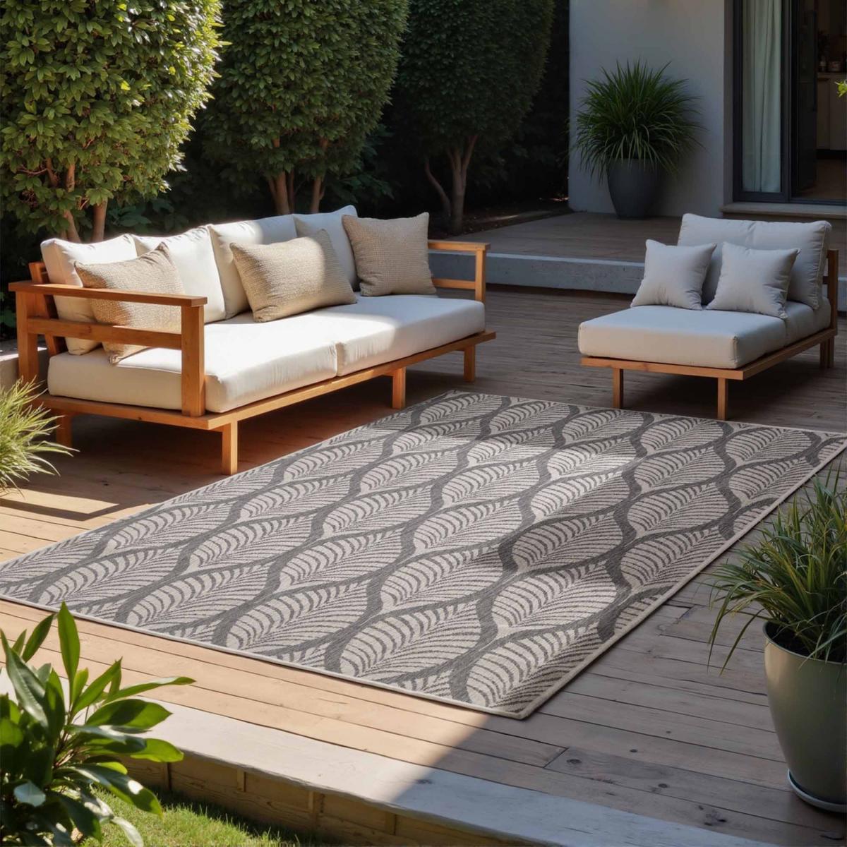 Tapis exterieur kilim nature floral, structure authentique, DINAV — vue 3