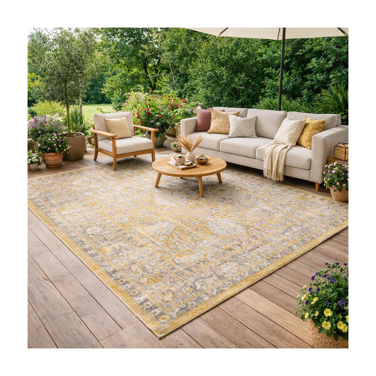 Tapis exterieur kilim motif oriental, LUXORA, authentique et résistant — vue 3