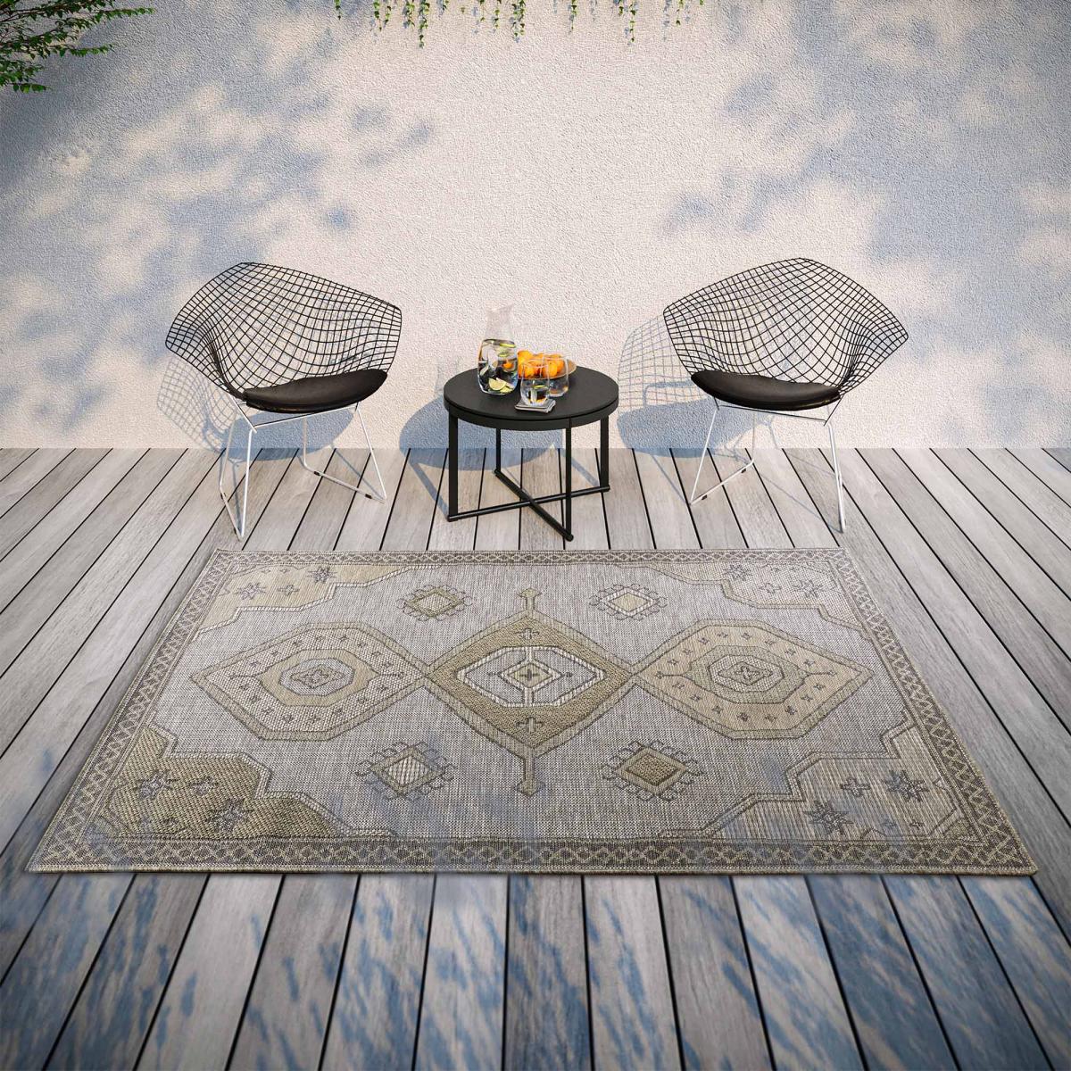 Tapis exterieur, motif oriental, structure résistante pliable, ROBERT — vue 3
