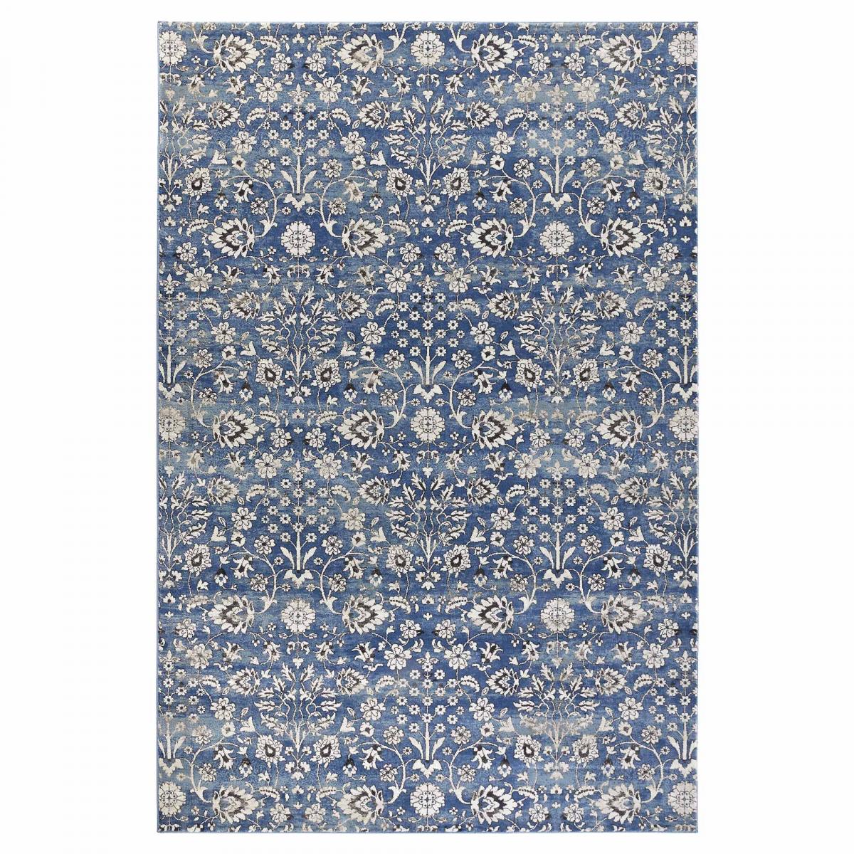 Tapis salon nature floral, structure tissée plate, ERNEST, confort