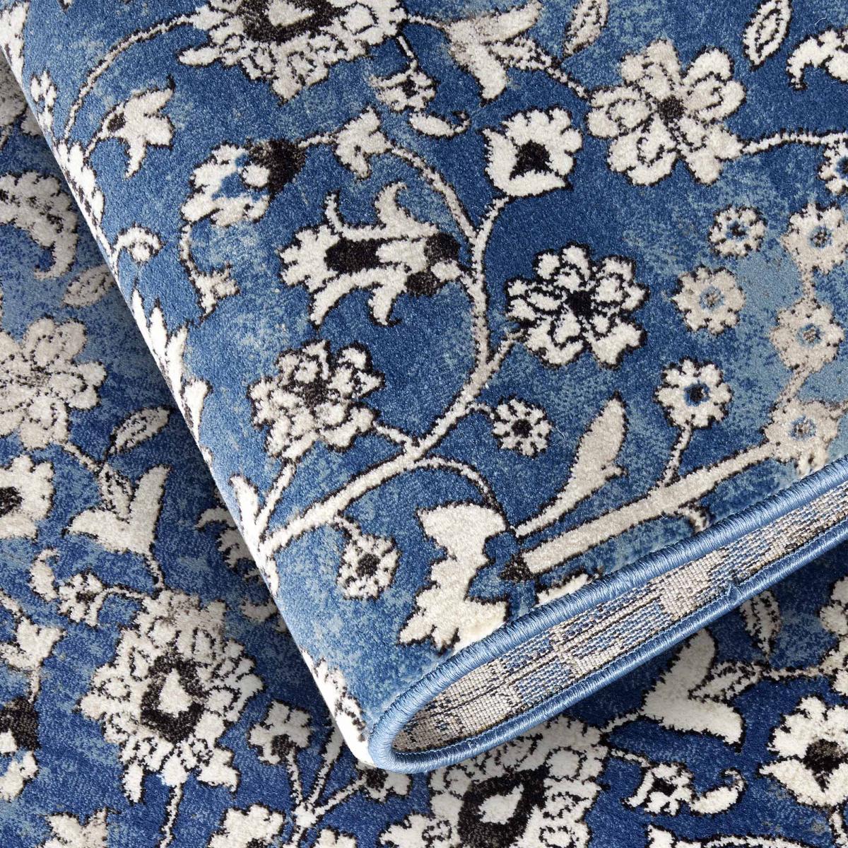 Tapis salon nature floral, structure tissée plate, ERNEST, confort — vue 4