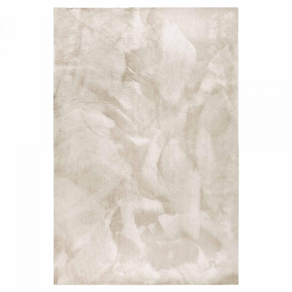 Tapis salon faux uni poils ras, tissé polyester confortable, LEON