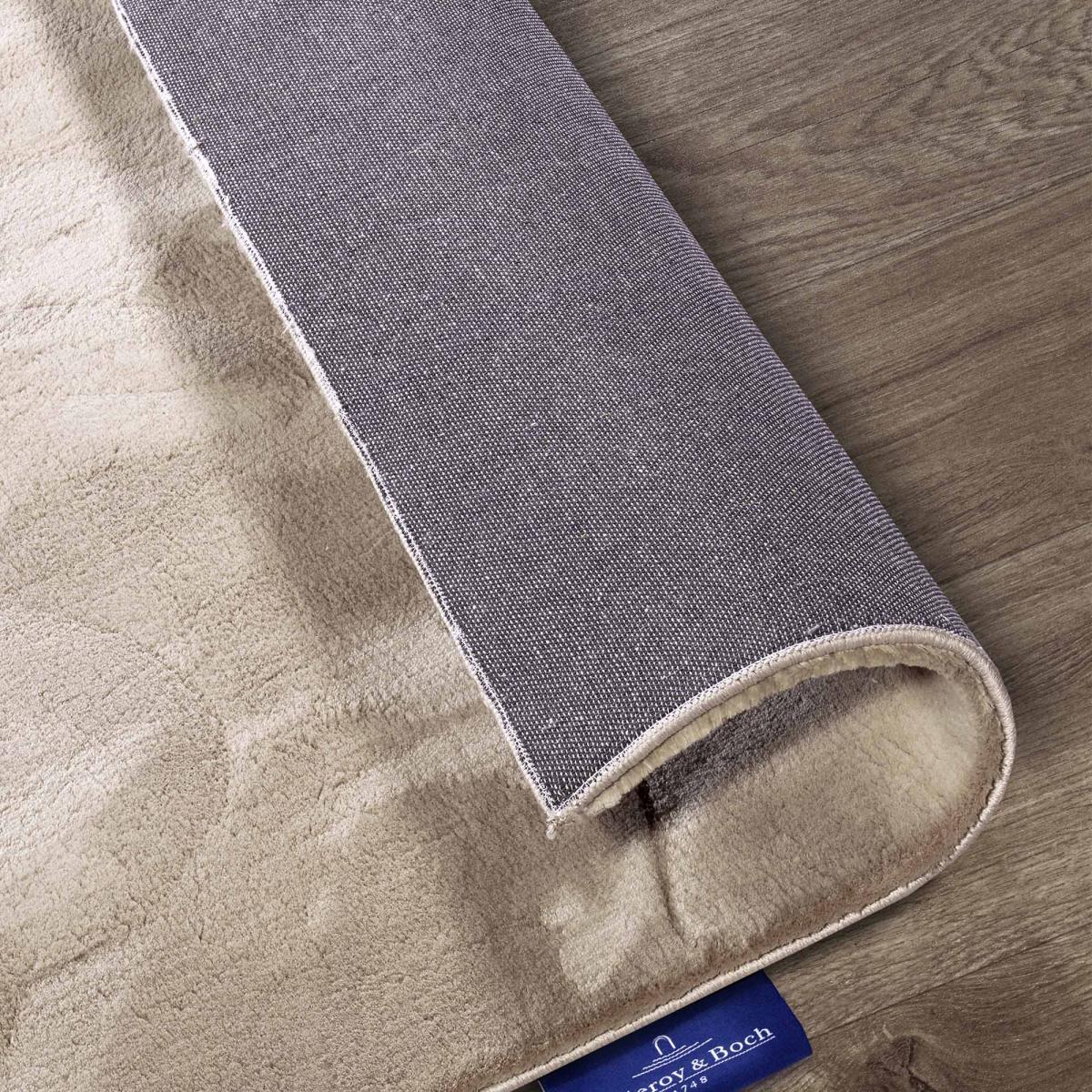Tapis salon faux uni poils ras, tissé polyester confortable, LEON — vue 4