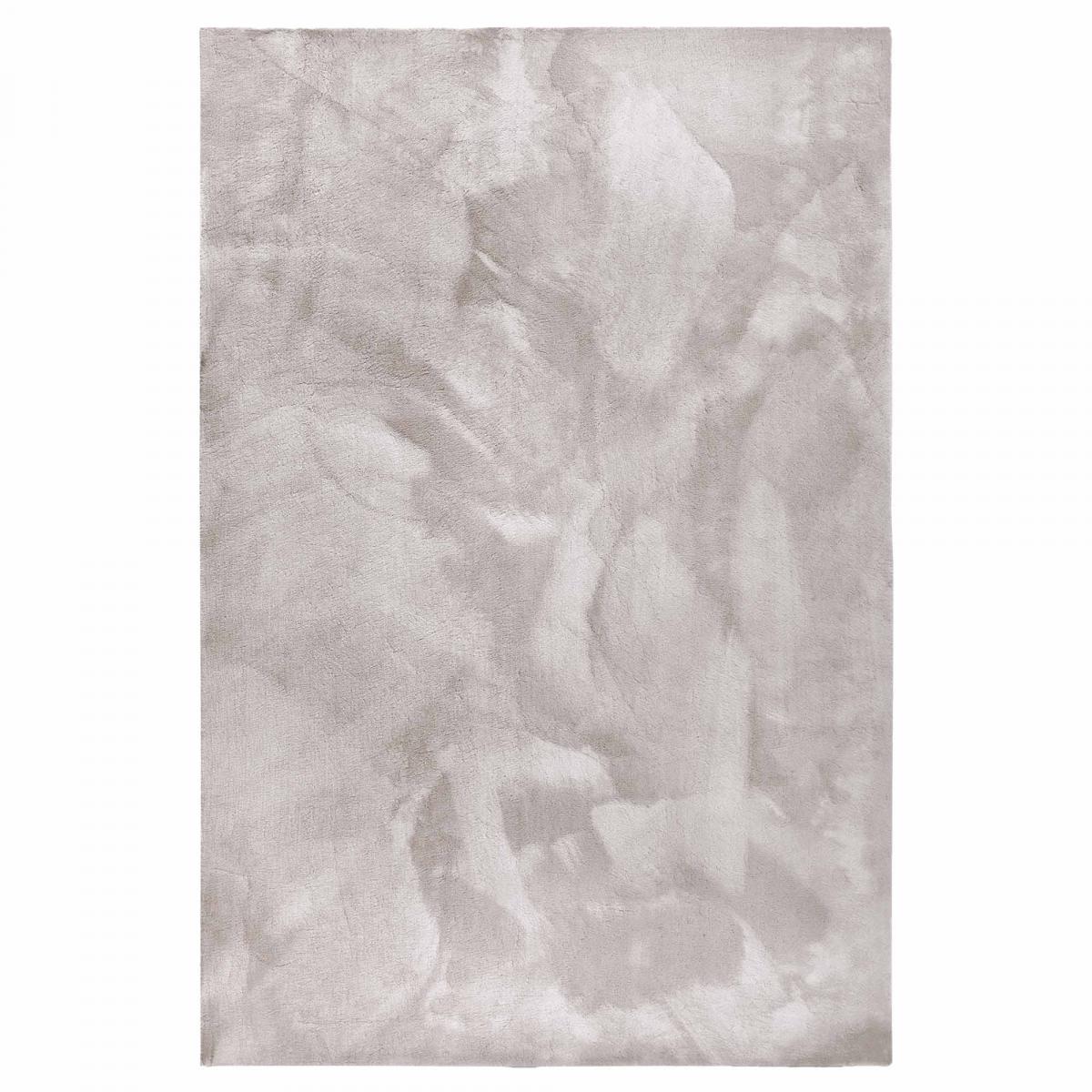 Tapis salon faux uni poils ras, tissé polyester confortable, LEON