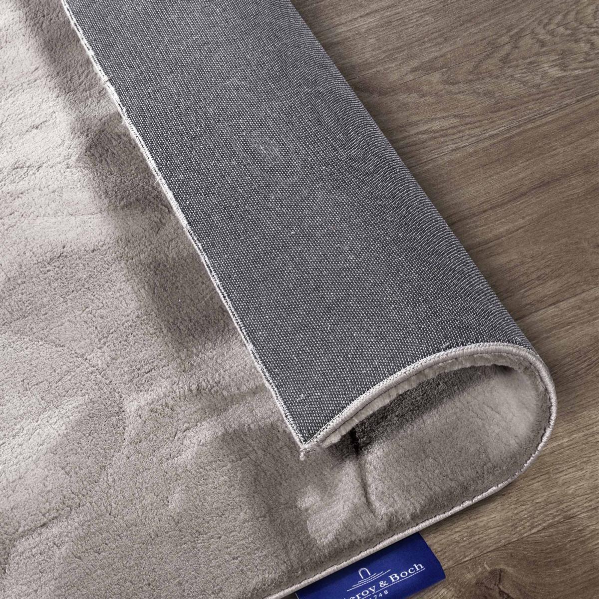 Tapis salon faux uni poils ras, tissé polyester confortable, LEON — vue 4