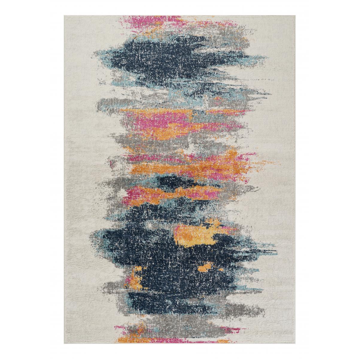 Tapis d'orient contemporain multicolore en polypropylène LYN3 LY.