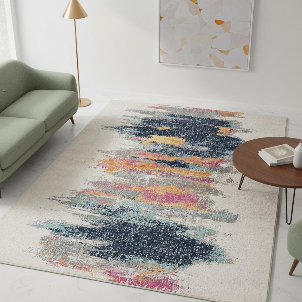 Tapis d'orient contemporain multicolore en polypropylène LYN3 LY. — vue 3