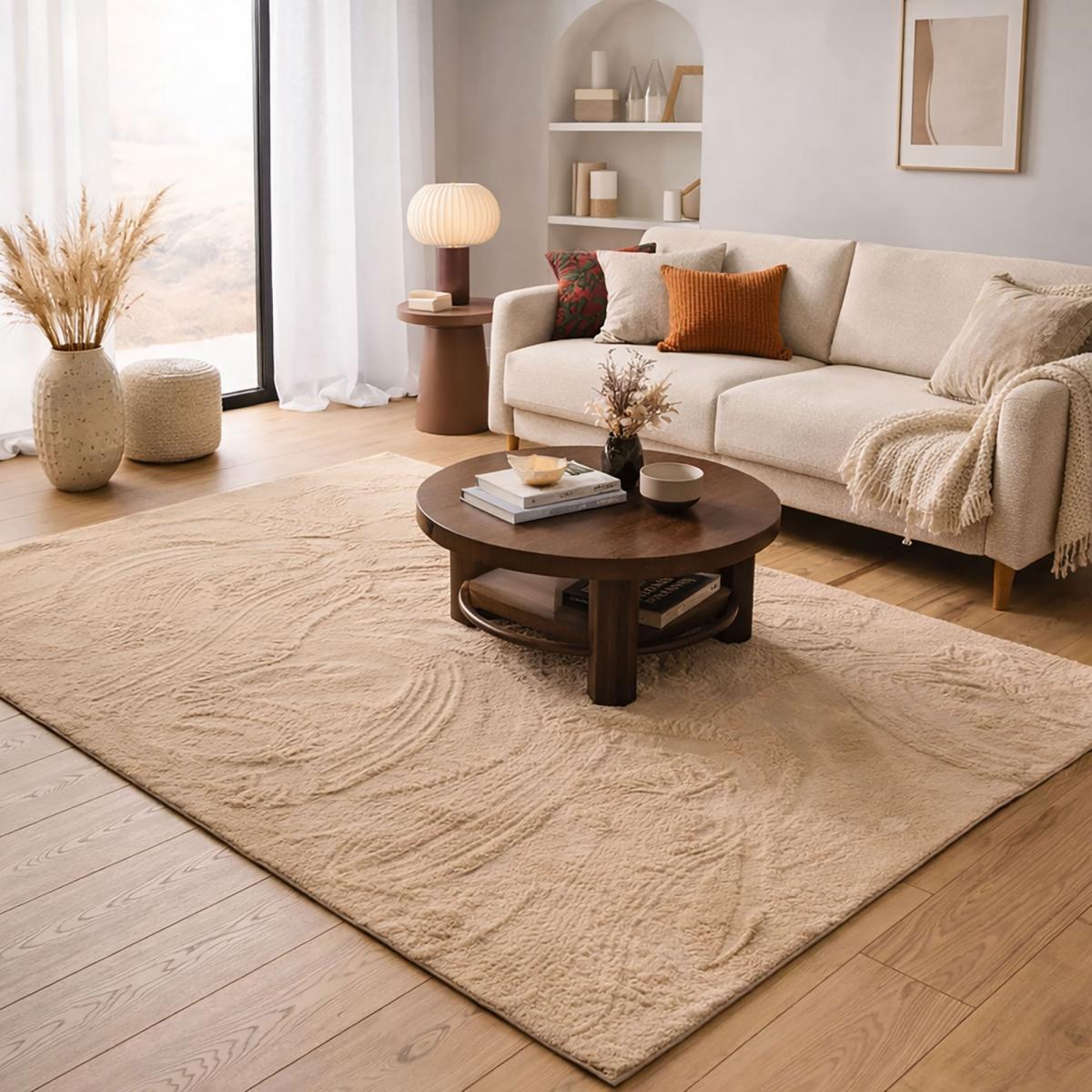 Tapis salon ultra doux, uni et lavable LYN50, aussi idéal pour la chambre — vue 3