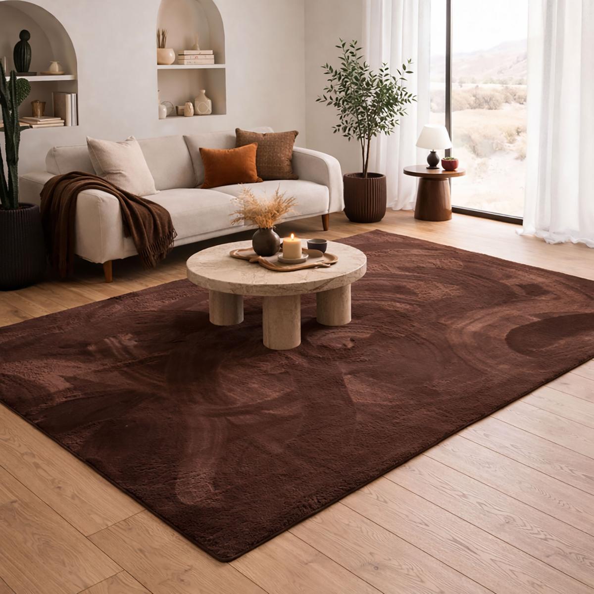 Tapis chambre ultra doux, uni et lavable LYN50, aussi idéal pour la chambre — vue 3