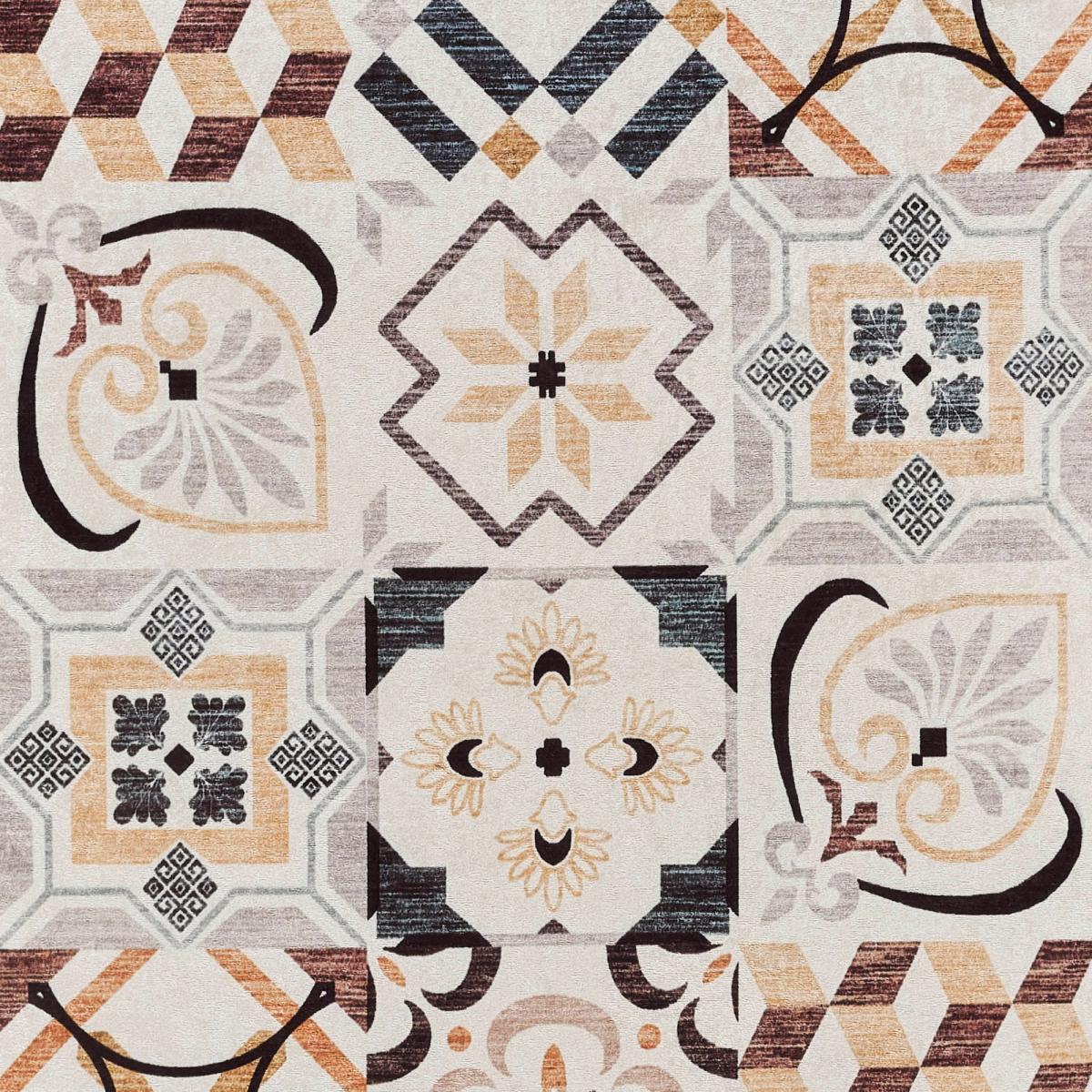 Tapis cuisine ou salle de bain motif géométrique, texture kilim, LYN11 C, design original — vue 5