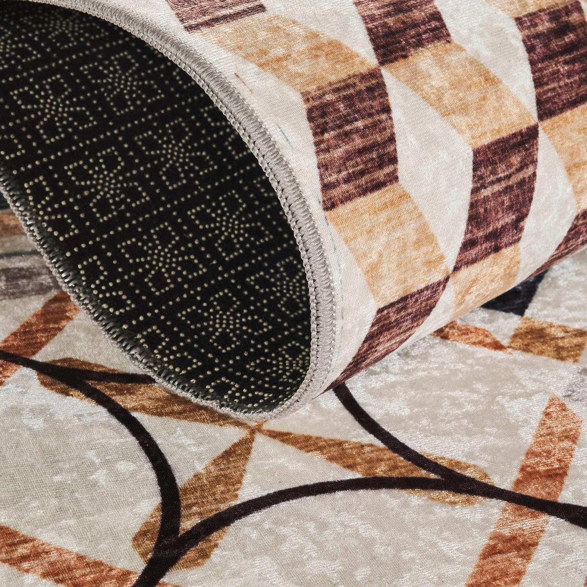 Tapis cuisine ou salle de bain motif géométrique, texture kilim, LYN11 C, design original — vue 6